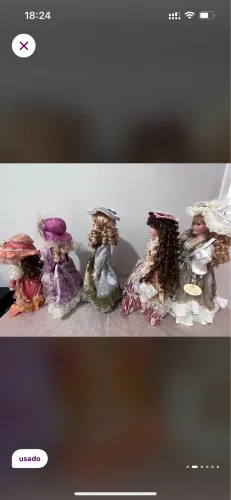 Lote com 5 bonecas de porcelana.