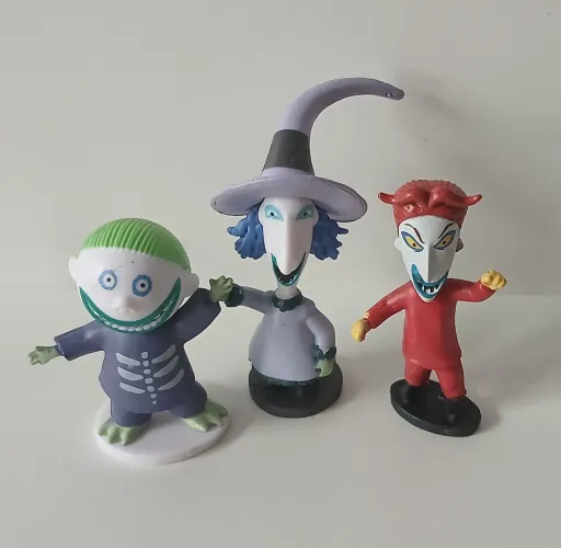 LOTE 3 BONECOS MINIATURAS O ESTRANHO MUNDO DE JACK ORIGINAIS DISNEY BARREL SHOCK LOCK