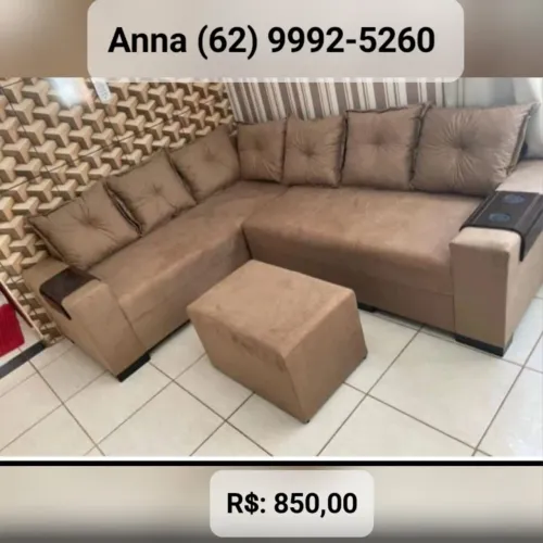Sofá de canto com puff novo ((?))*