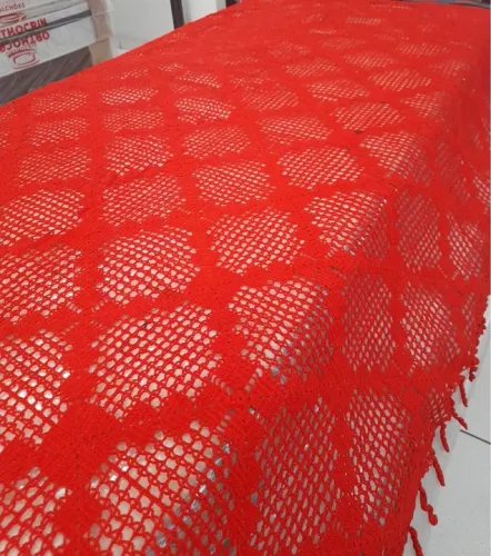 Colcha Crochê Vermelho Cama Solteiro