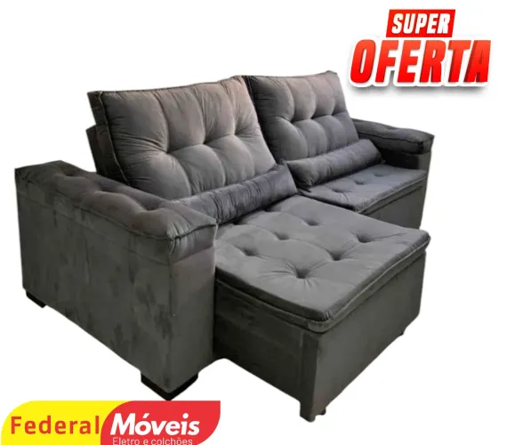Sofá Retrátil D33 2,20m Veludo - Super Oferta!