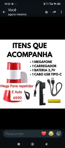 Mega fone repetidor de fala recarregável