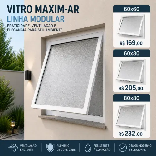 Vitro Maxim-Ar Branco Linha Modular c/ Vidro Boreal | Direto da Fábrica
