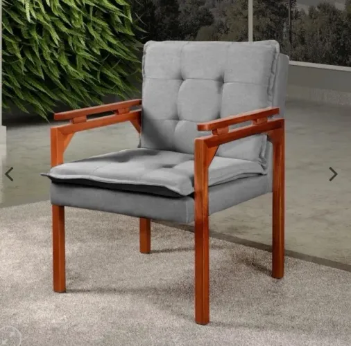 Poltrona Decorativa Bella Prime Cinza em Veludo | Compacta e Confortável