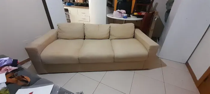 Sofa 3 lugares de linho tok stok