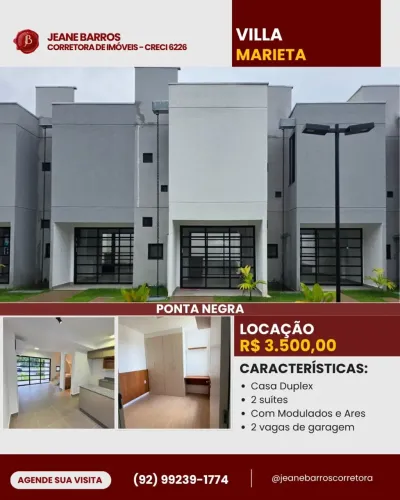 Aluguel de Casa em Condominio Fechado 47m2 |2 quartos em Ponta Negra - Manaus - AM