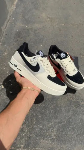 Tênis Nike Air Force 1 Masculino Premium Cor: Bege C/Preto - Disponível 38 AO 43