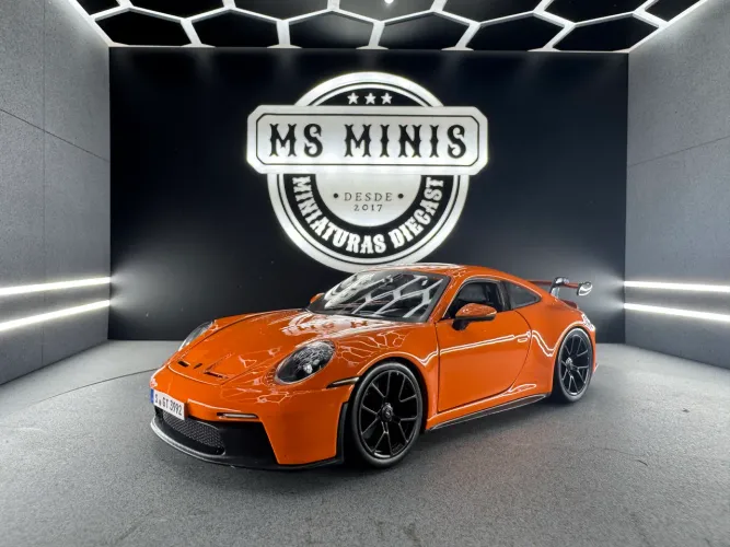 Miniatura Burago - Porsche 911 GT3 Laranja Escala 1/24 Novo Lacrado