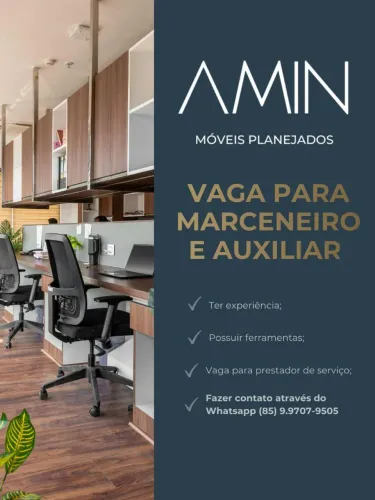 Vaga de marceneiro e auxiliar