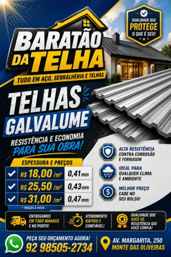 TELHA GALVALUME Resistência, Economia e Qualidade em um Só Produto