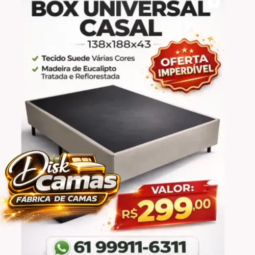 Box Universal Casal - 138x188x43 - Direto de Fábrica!