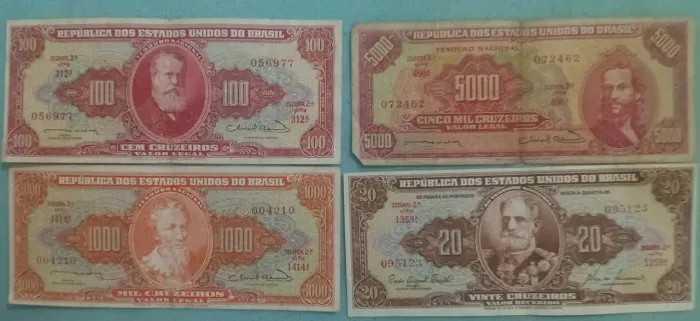 Cedulas antigas lote de 4 cedulas por 100,00 zap *