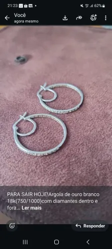 Brinco argola com diamantes 