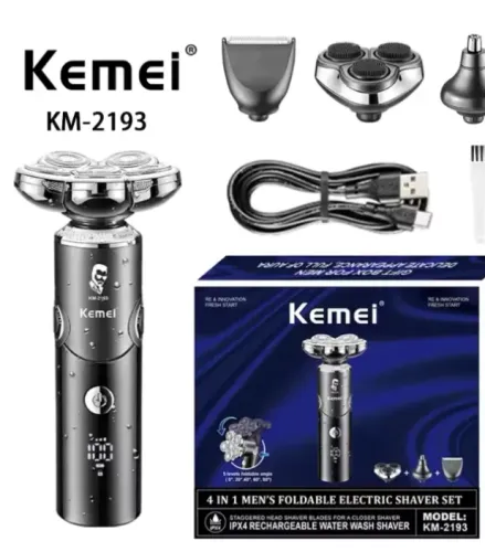 Máquina Kemei 4 em 1 KM-2193 Multifuncional USB Recarregável Sem Fio Bivolt 110/220V