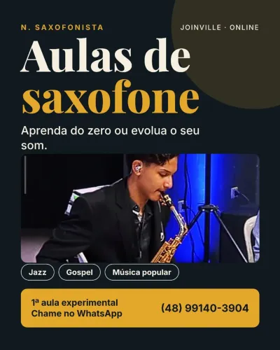 Aulas de saxofone em Joinville | Iniciantes e avançados