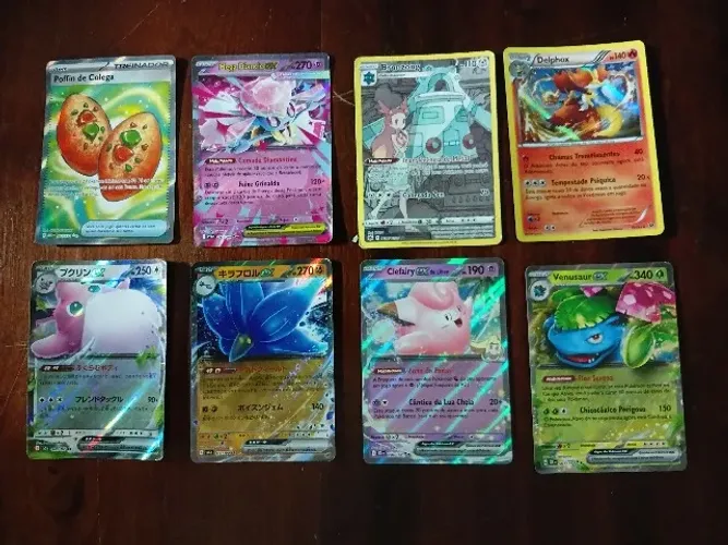 Lote 8 Cartas Pokémon TCG - Originais (Venusaur ex, Ultra Raras e Japonesas)