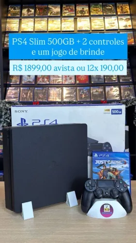 PS4 Slim 500GB - Completo, com Garantia e Pronto para Jogar
