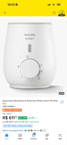 Aquecedor de mamadeira