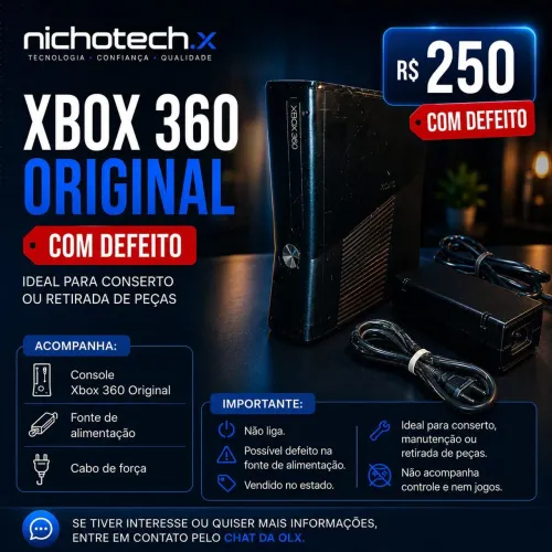 Xbox 360 Original com Defeito - R$ 250