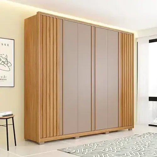 Guarda Roupa Barcelona Ripado 6 Portas e 6 Gavetas 
