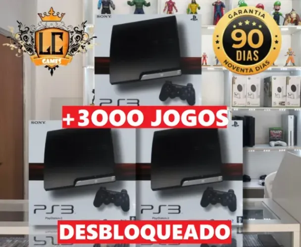 PLAYSTATION 3 SLIM DESBLOQUEADO + 3OOO JOGOS + GARANTIA O3 MESES ( LOJA FISICA )