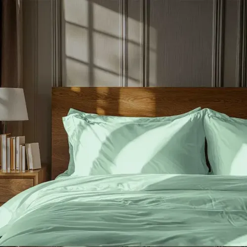 Jogo de Cama Verde-Água 4 peças 200 fios Queen