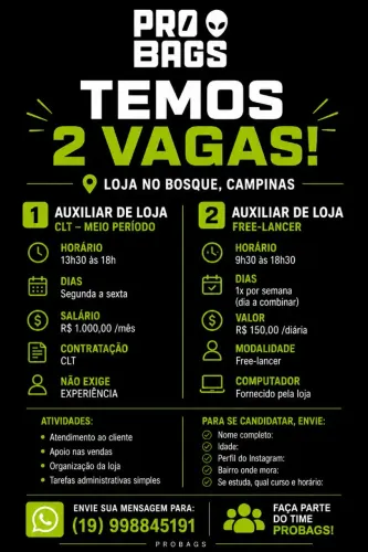 Vaga - Atendende em Loja