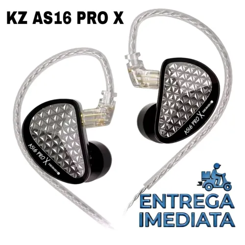 Fone KZ AS16 PRO X - Sem Microfone In-Ear Profissional 16BA Original - Novo Caixa Lacrada