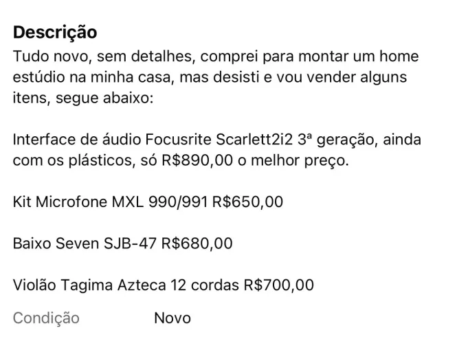 Vendo equipamentos novíssimos!