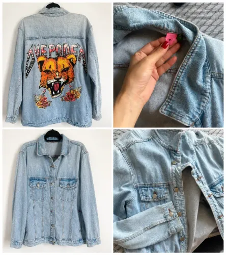 Jaqueta Jeans Estampa Tigre FARM - Excelente Estado