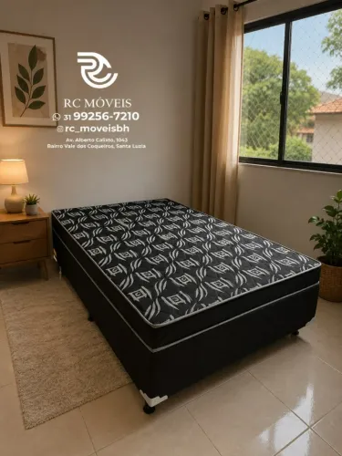 Cama Box Casal com Molas Ensacadas 1,38x1,88 Floral Bege Luxo