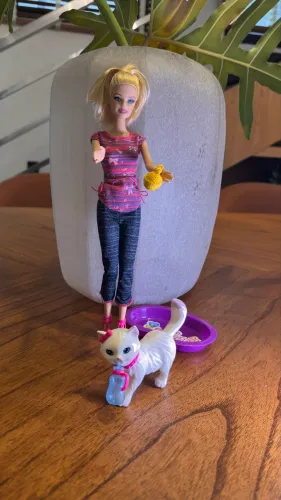 Boneca Barbie Com Gatinha Blissa Travessuras Mattel + Acessórios