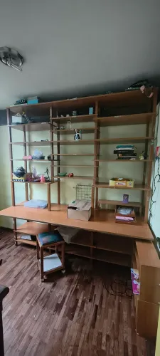 Estante/mesa grande multifuncional + gaveteiro + 4 prateleiras