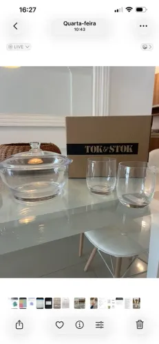 TOK&STOK 60% desconto - Copos Cristal e Doceira