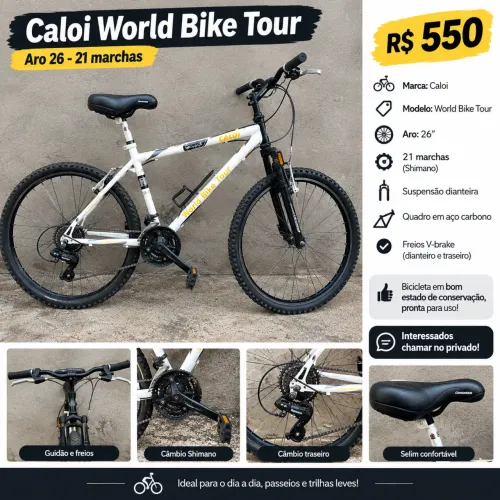 BICICLETA CALOI WORLD BIKE TOUR - ARO 26