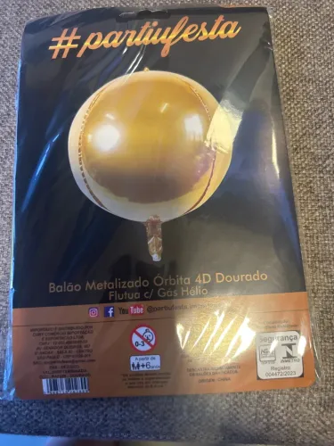 Balão Metalizado Órbita 4D Dourado