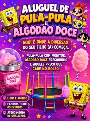 Aluguel de pula-pula e algodão doce
