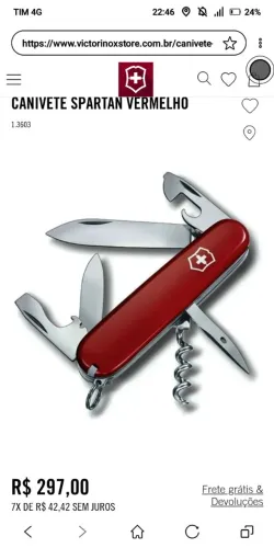 Canivete suíço victorinox 6 funções