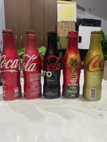 Lote 5 Garrafas Alumínio Coca-Cola Coleção - Rio 2016 Lacrada + Copa 2014