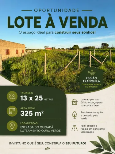 Vendo lote 12x25 próximo ao anel viário na Estrada do Quixadá