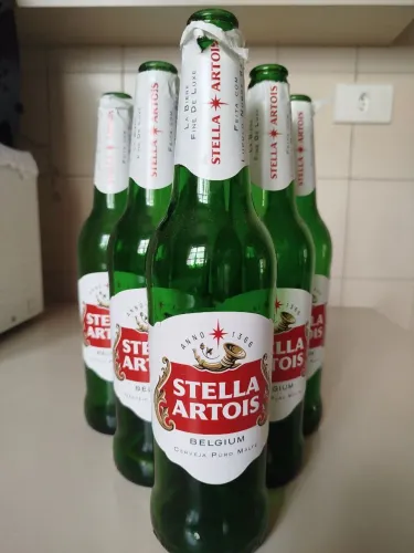 Vasilhame garrafa 600 ml vidro verde cerveja Stella Artois usada 12 unidades 