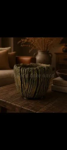 Vaso de Cimento estilo "fake wood"