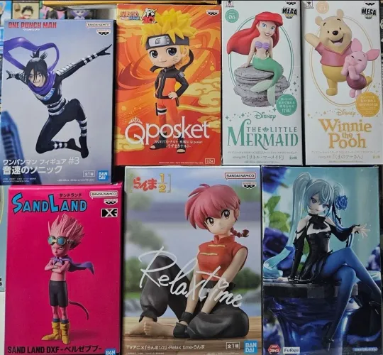 Lote de Figures Originais Banpresto, Furyu, e WCF - Anime e Disney, Naruto, Ariel, Miku