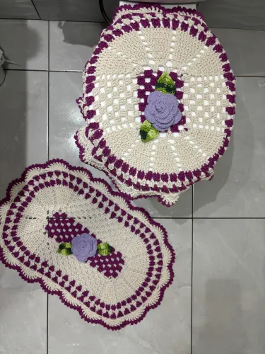 Jogo de tapete banheiro de croche