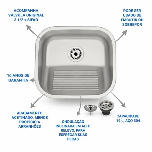 Tanque Inox Tramontina 40x35 Novo