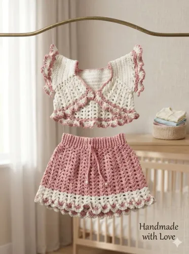 Conjunto crochê 0 a 3 meses