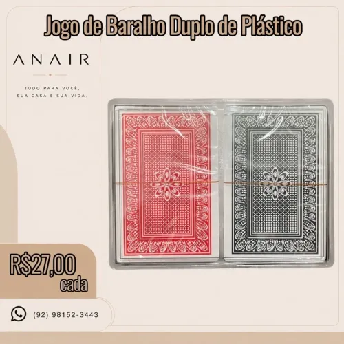 Jogo de Baralho Duplo de Plástico