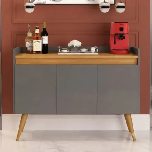 Buffet Gold Na Cor Cinza/Mel com 3 portas Novo! Em Estoque