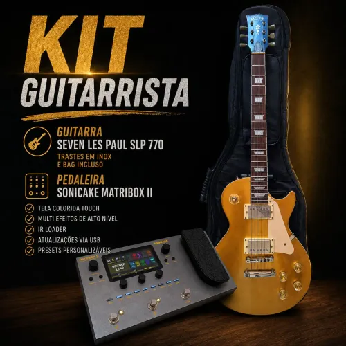 Kit Guitarrista: Guitarra Seven Les Paul SLP 770 + Pedaleira Sonicake Matribox II + Bag