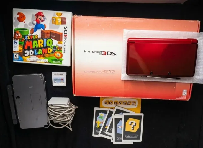 Nintendo 3DS Original na Caixa + 2 Jogos + Carregador + Base Carregadora + Ar games